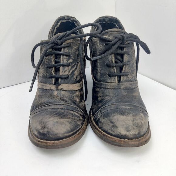 Feud britannia 'Learner' Lace Up Leather Ankle Booties w/ Stacked Heels Sz 6 - Picture 3 of 16
